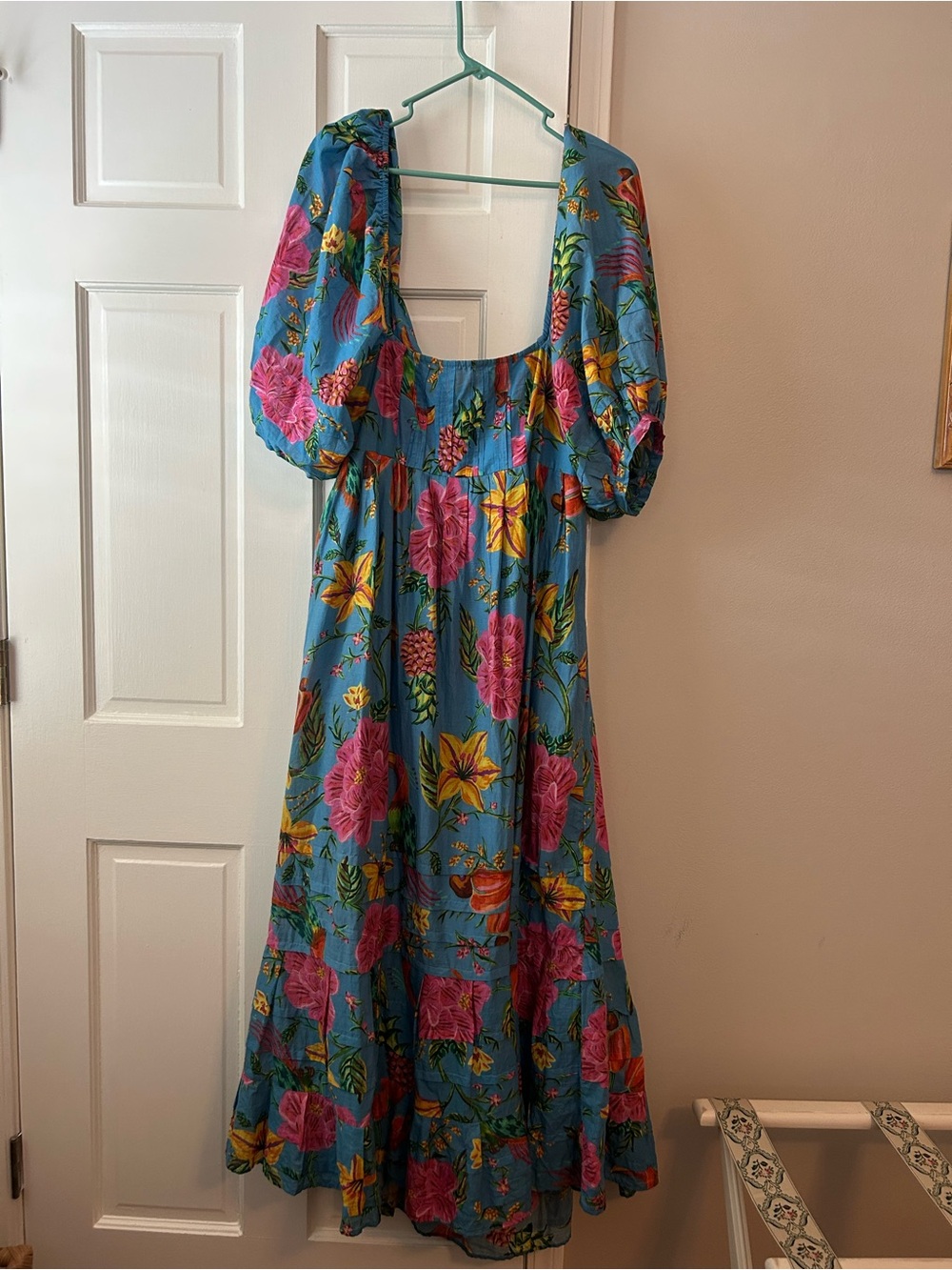 FARM Rio Turquoise Floral Maxi Dress with Pink & Yellow Blooms - Picture 2 of 8